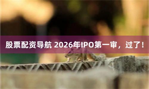 股票配资导航 2026年IPO第一审，过了！